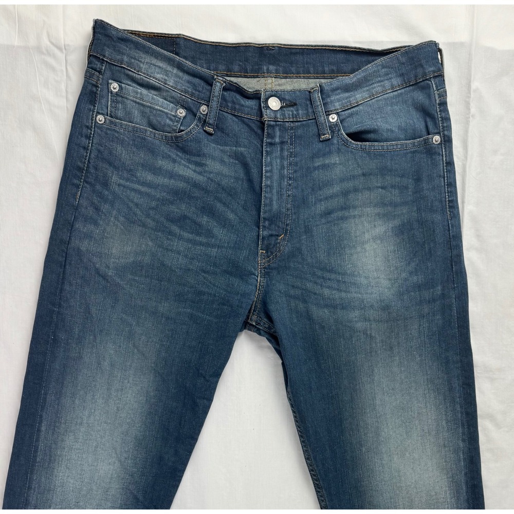 Levis 513 Slim Straight Jeans Mens 34x34 Blue Denim Stretch Medium Wash - Picture 9 of 16